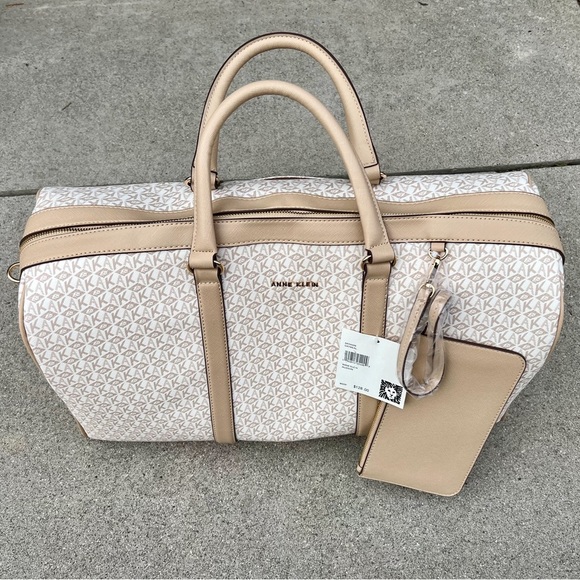 Anne Klein Oatmilk AK Cube Logo Women Duffle Bags. New with tags. - Picture 2 of 8